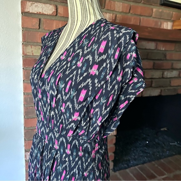 Isabel Marant Etoile Almeya Ikat Print Midi Dress in Faded Night Sz 8 - Picture 7 of 11